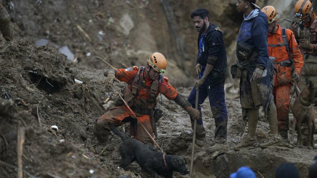 A mountainous city in Brazil is devastated by a devastating landslide that has already killed 44.