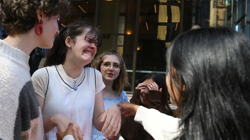 An emotional Luca Saunders after the Federal Court decision in Sydney.