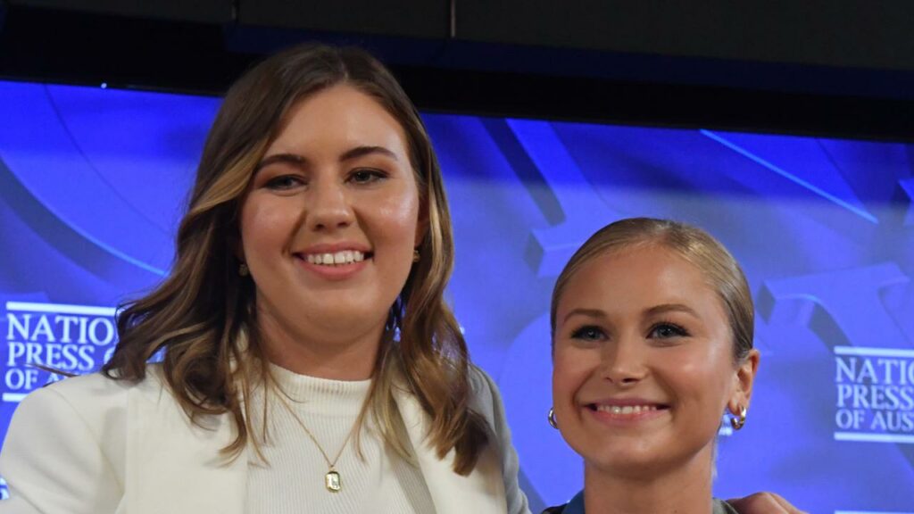 Brittany Higgins and Grace Tame are among those calling for action to stop violence against women.