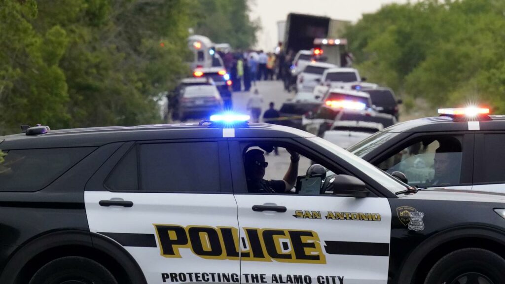 The truck was found next to railway tracks in a remote area on San Antonio’s southern outskirts.
