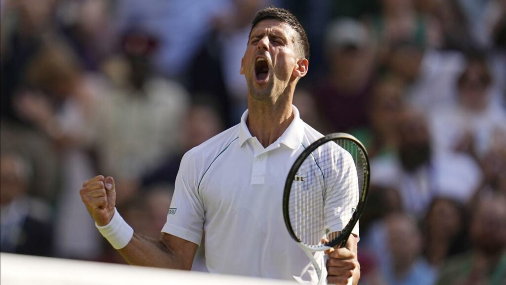 Novak Djokovic is roaring towards a potential 21st grand slam singles title at Wimbledon.