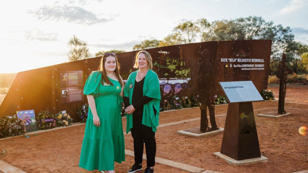 Rick’s daughter daughter Sarah Milosevic (left) and his partner Kelly Walton at the dedication ceremony (Lauran Gilligan Photography)