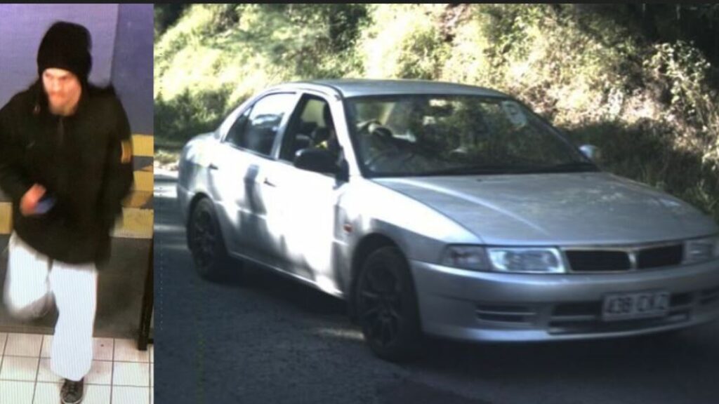 Mr Carey and his car at a Forrest Glen service station two hours before he disappeared
