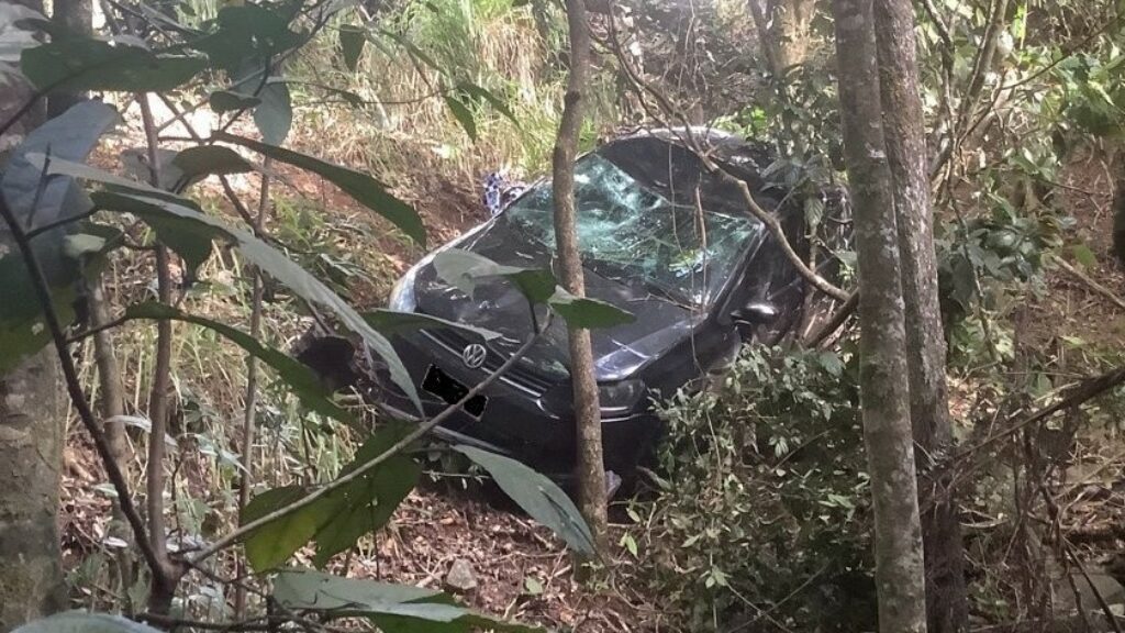 The vehicle rolled and slid down an embankment after braking to avoid a line of traffic

