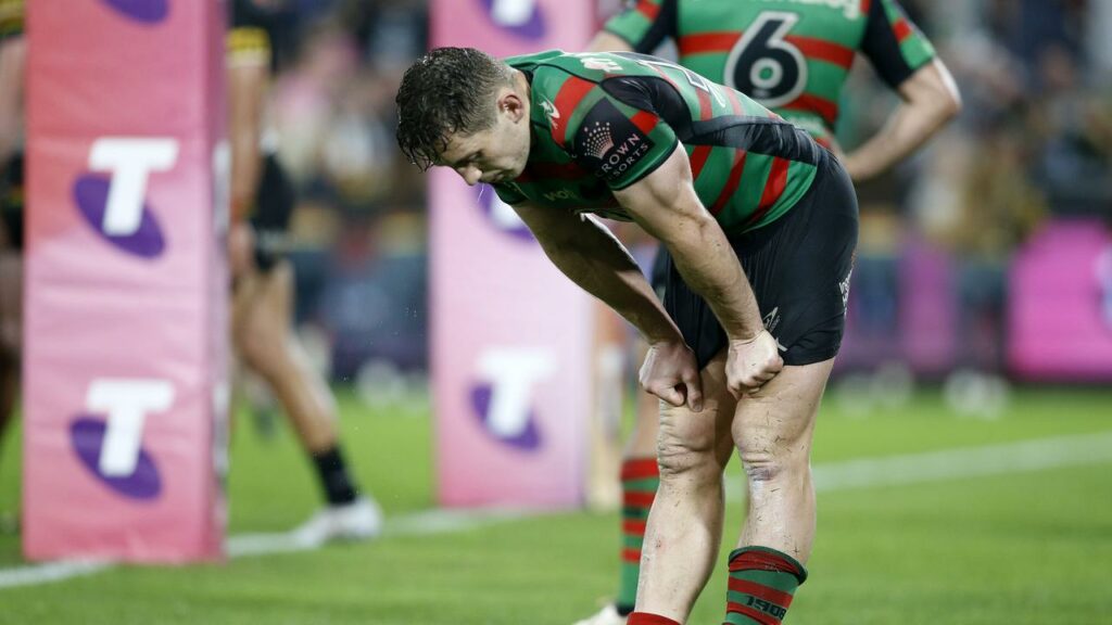 Captain Cameron Murray contemplates defeat for the Rabbitohs in the preliminary final.