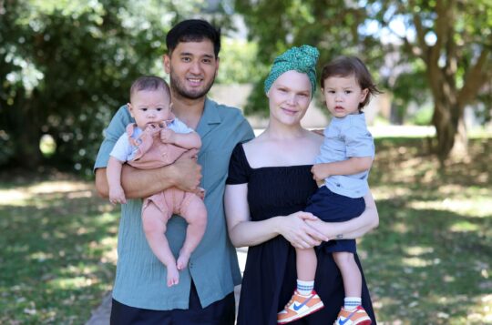 Brisbane nurse Melanie with her family.