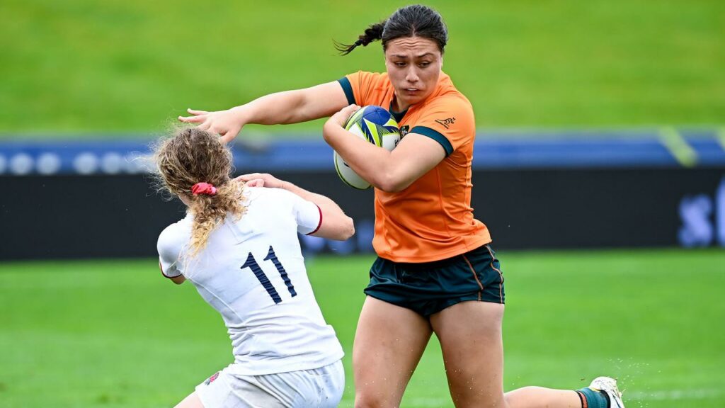 Bienne Terita scored two tries against Ireland as Australia won bronze at the Hamilton Sevens.