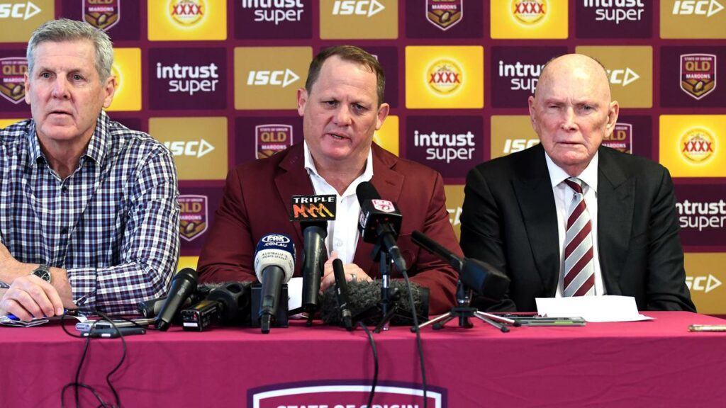 Queensland Rugby League chairman Bruce Hatcher (right) is searching for a new chief executive.