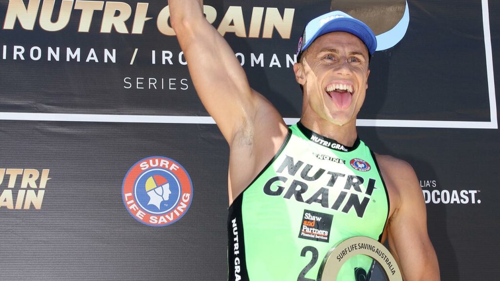 Matt Bevilacqa has celebrated winning his second Nutri-Grain Ironman Series on the Gold Coast.