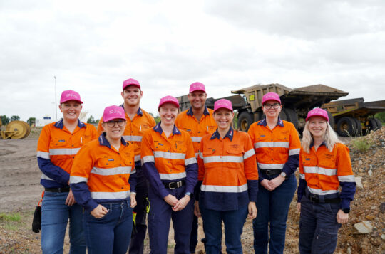 Alice Randell with some of the local 'Collinsville Sea of Pink' team