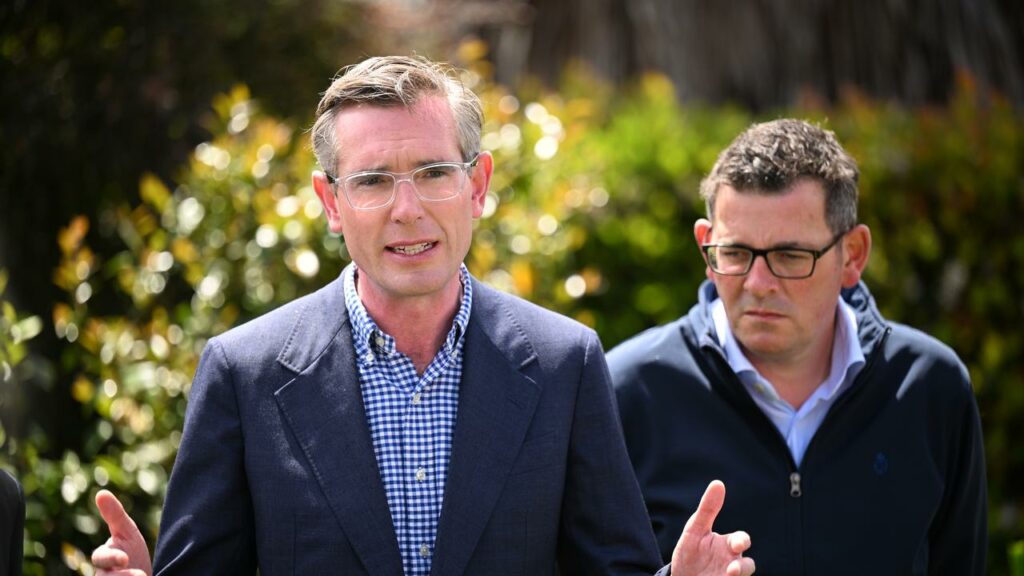 NSW Premier Dominic Perrottet (L) says his state’s debt is more manageable than that of Victoria.
