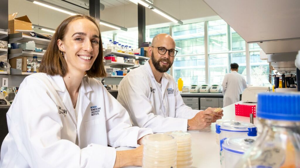 Scientists Ashleigh Kropp (L) and Rhys Grinter hope the discovery can be used to power devices.