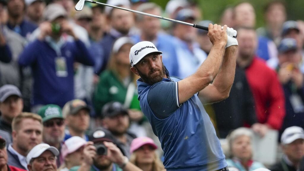 Dustin Johnson on the 12th fairway during a practice for the Masters at Augusta.

