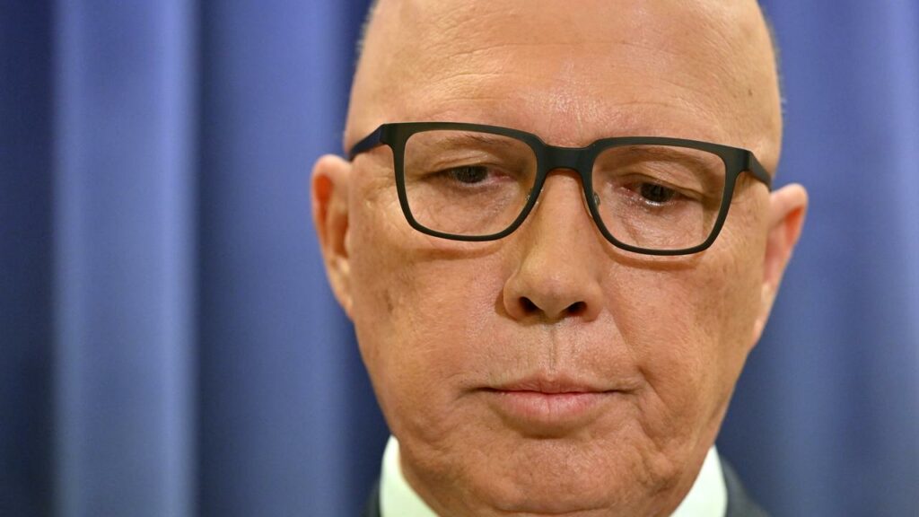 Peter Dutton’s personal approval rating has fallen from minus 11 to a new low of minus 28.
