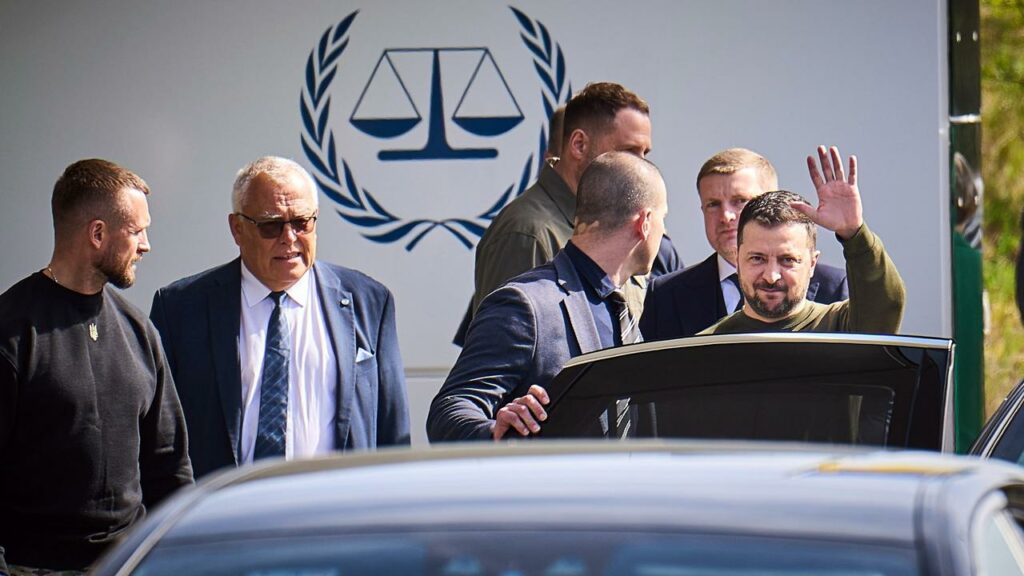 Ukrainian President Volodymyr Zelenskiy has visited the International Criminal Court in The Hague.
