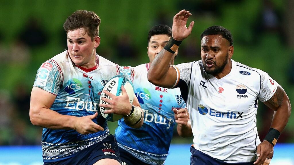 Rampaging loose forward Richard Hardwick (l) returns for the Melbourne Rebels against the Brumbies.