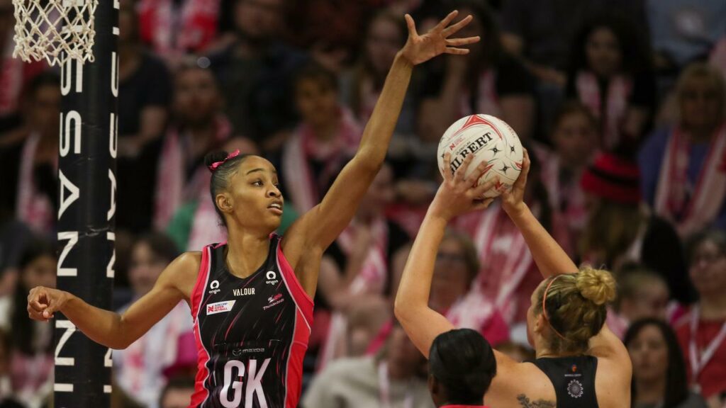 Shamera Sterling (l) hopes to overcome an ankle injury and face NSW in Super Netball’s grand final.