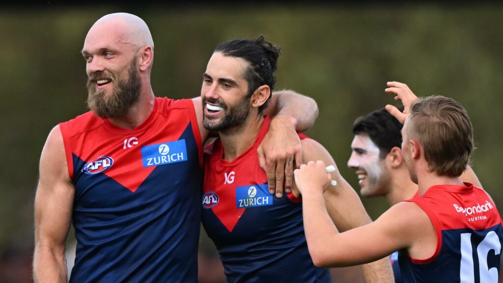Melbourne coach Simon Goodwin has every faith in the Max Gawn (l) and Brodie Grundy (r) partnership.