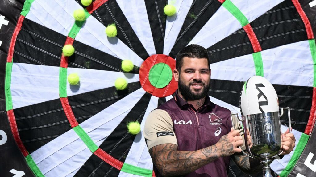 Adam Reynolds, seen promoting the Australian PGA, hopes the Broncos can grasp the minor premiership.