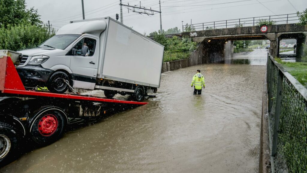 Storm Hans has disrupted transport, roads and power throughout northern Europe.
