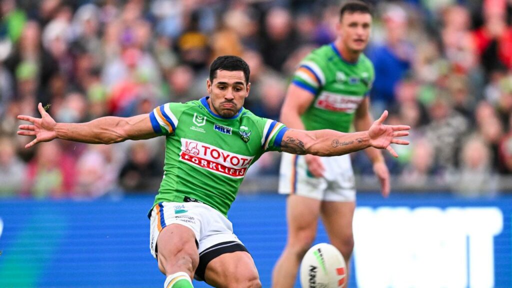 Jamal Fogarty says the Raiders are supportive of the move of Jack Wighton (background) to centre.