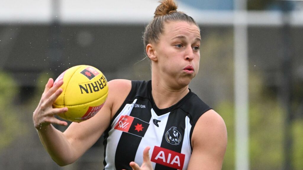 Magpie Ruby Schleicher’s AFLW season has been ended by a knee injury.
