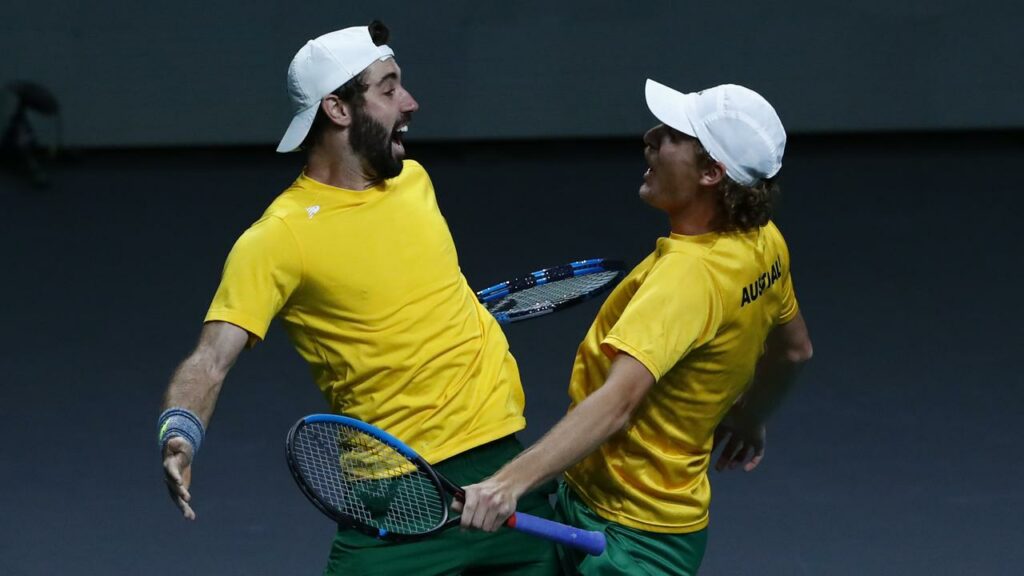 Max Purcell (R) says lifting the Davis Cup would top his 2022 semi-final win with Jordan Thompson.