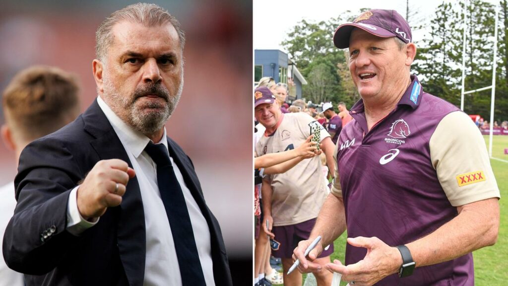 Brisbane coach Kevin Walters has received a lift from visiting Tottenham manager Ange Postecoglou.