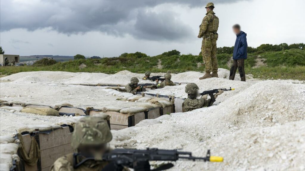 Training of Ukraine recruits by Australian soldiers includes sessions on trench warfare.