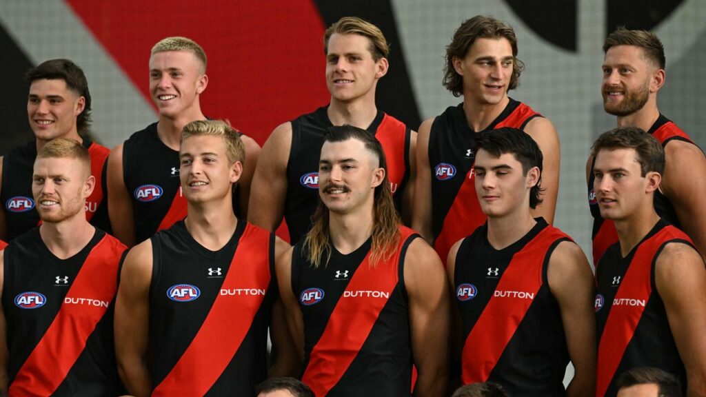 Essendon’s Sam Draper (centre) will return to training after having surgery in the AFL off-season.