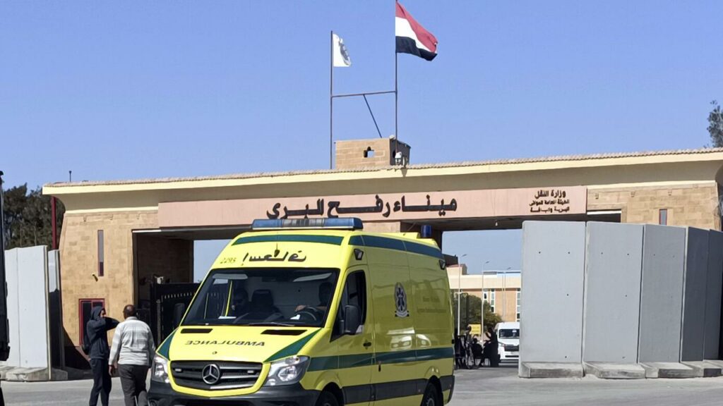 The bodies of foreign aid workers have been handed over to UN officials at the Gaza-Egypt border.
