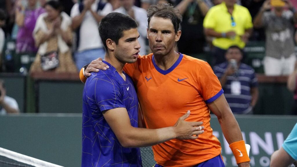 Carlos Alcaraz (left) is expected to team with Rafael Nadal at the Olympics.