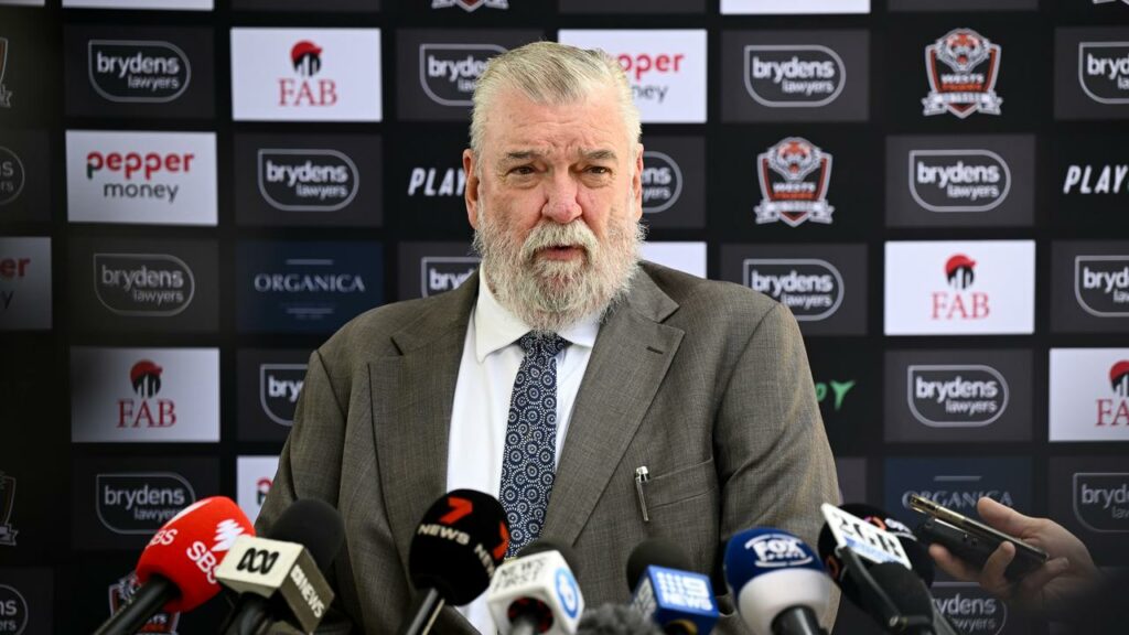 Shane Richardson addresses the media after being appointed Wests Tigers’ interim CEO in December.