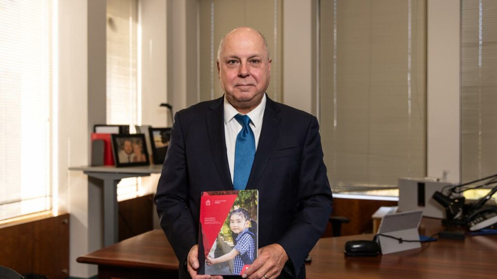 Victorian Treasurer Tim Pallas has slowed infrastructure spending in his 10th budget.