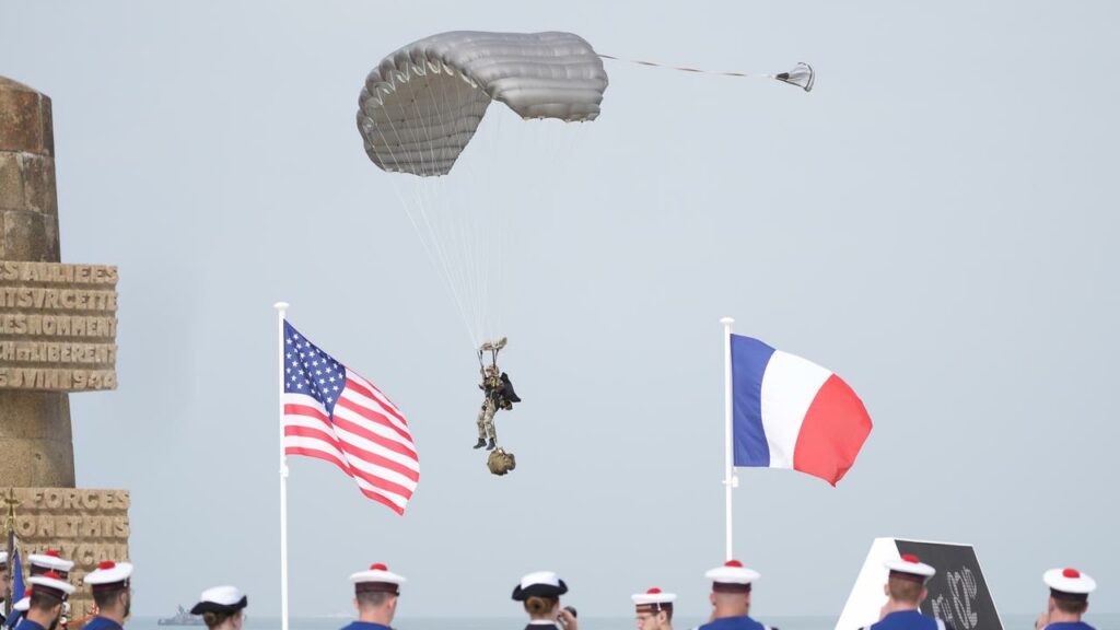 President Emmanuel Macron says France will not forget the sacrifices of soldiers during D-Day.
