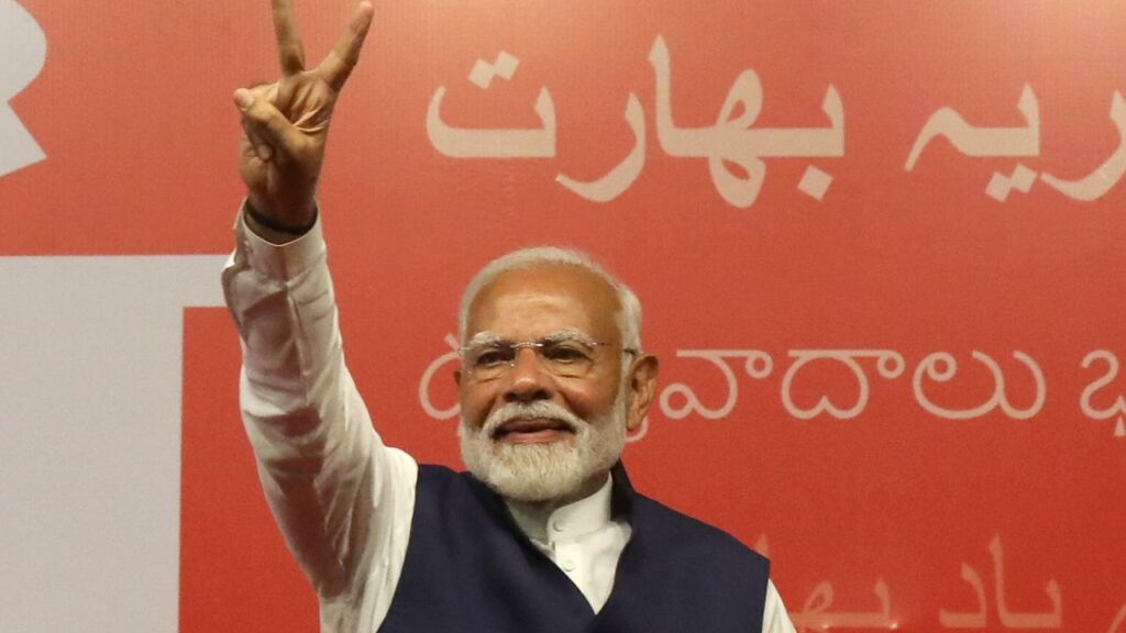 Narendra Modi’s Bharatiya Janata Party won 240 seats on its own, a weakened result.
