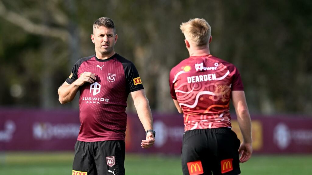 Maroons assistant Josh Hannay (left) is being talked up as a potential new Parramatta coach.