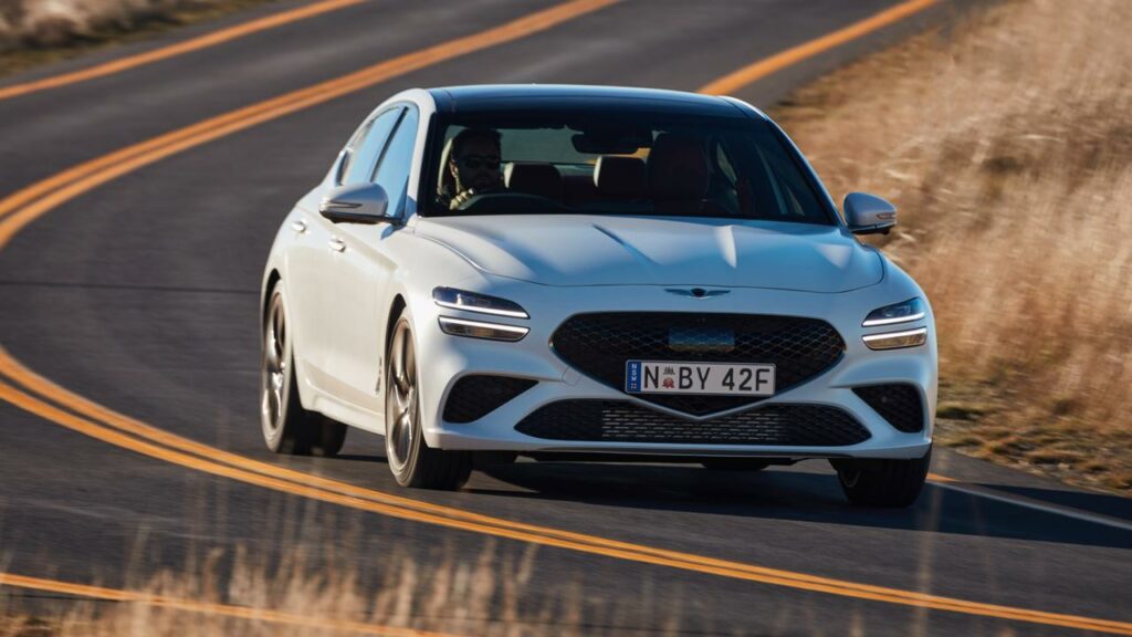 The new Genesis G70 Sport is powered by a twin-turbo V6 that hits 100km/h in just 4.6 seconds.