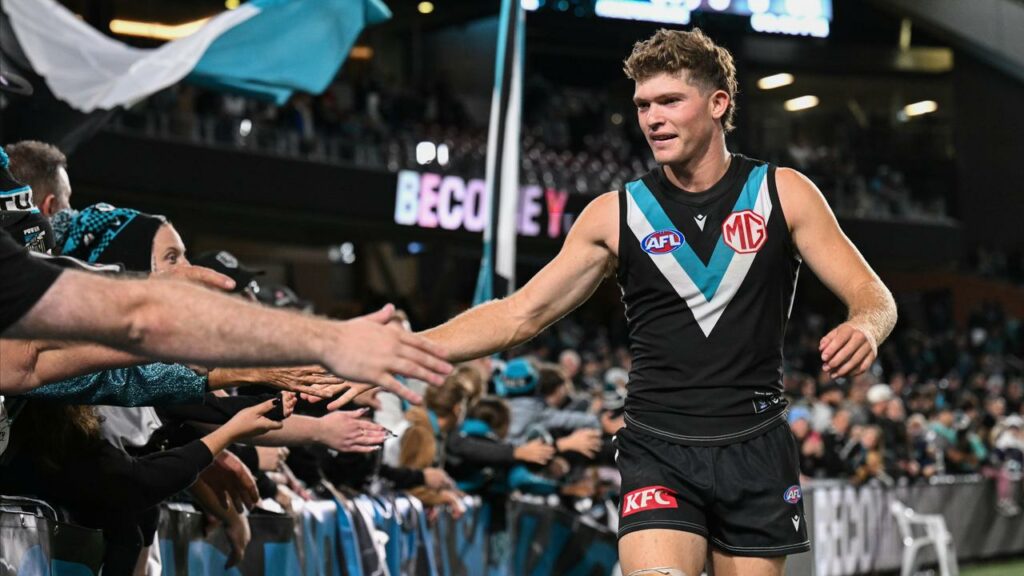 Mitch Georgiades will miss Port’s next game against the Gold Coast after copping a one-match ban.
