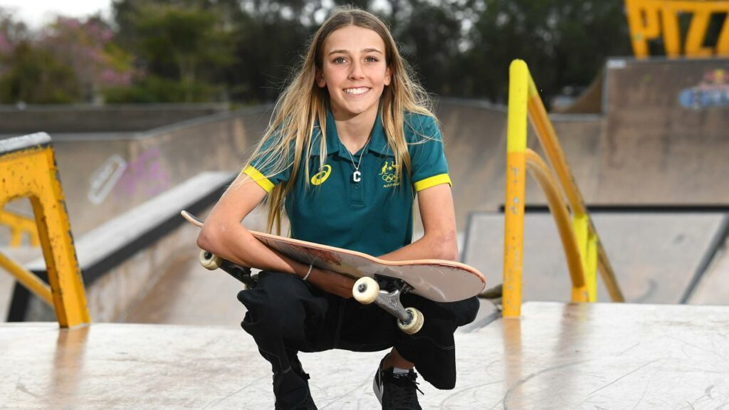 Teenage world champion Chloe Covell is one of Australia’s nine Paris Games skateboarders.