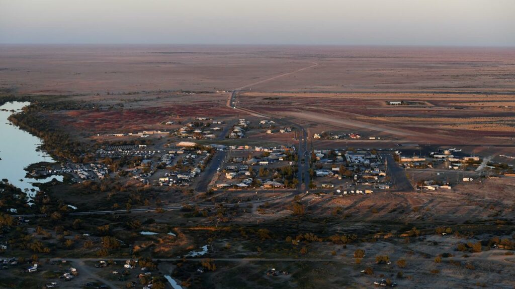 Locals in Birdsville rely on a twice-weekly Rex Airlines service to receive mail and groceries.