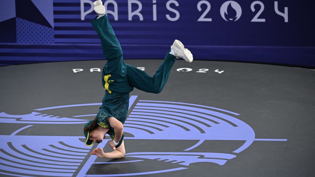 Australian breaker Rachael Gunn, also known as Raygun, during the breaking competition in Paris.