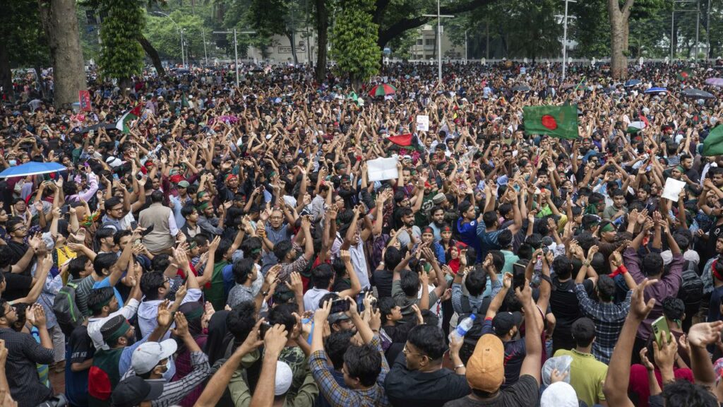 Protesters in Dhaka are demanding the resignation of Bangladesh’s Prime Minister Sheikh Hasina.