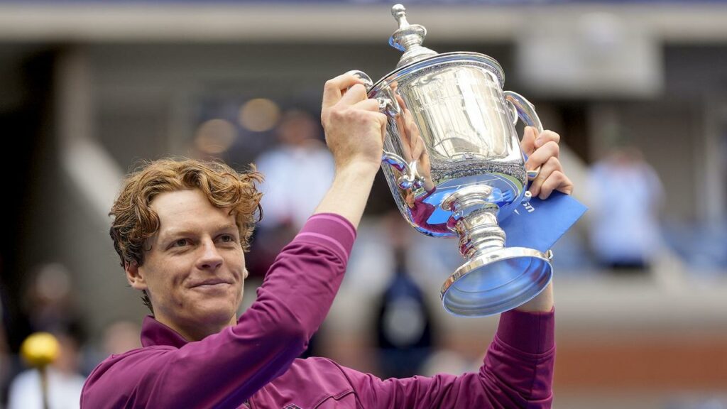 Italy’s Jannik Sinner has beaten Taylor Fritz to claim the US Open men’s singles title.
