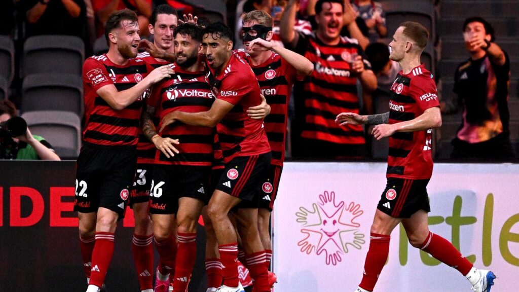 Wanderers forward Brandon Borrello (26) has scored a brace but it was not enough to beat Brisbane.