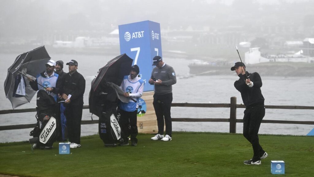 Cam Davis overcame tough conditions to be in the title chase in the PGA Tour’s Pebble Beach event.
