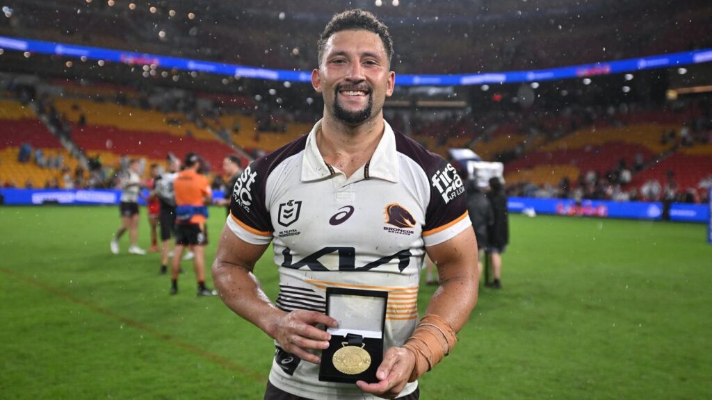 Brisbane centre Gehamat Shibasaki won the ‘Battle Medal’ for his starring role against the Dolphins.
