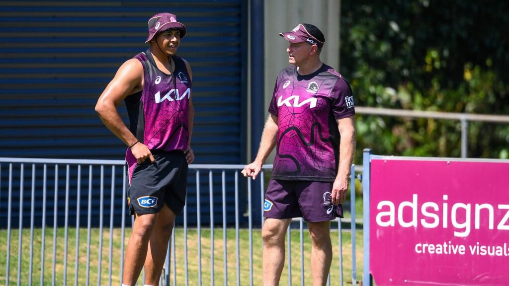 Brisbane winger Selwyn Cobbo has thrived under new coach Michael Maguire (right).