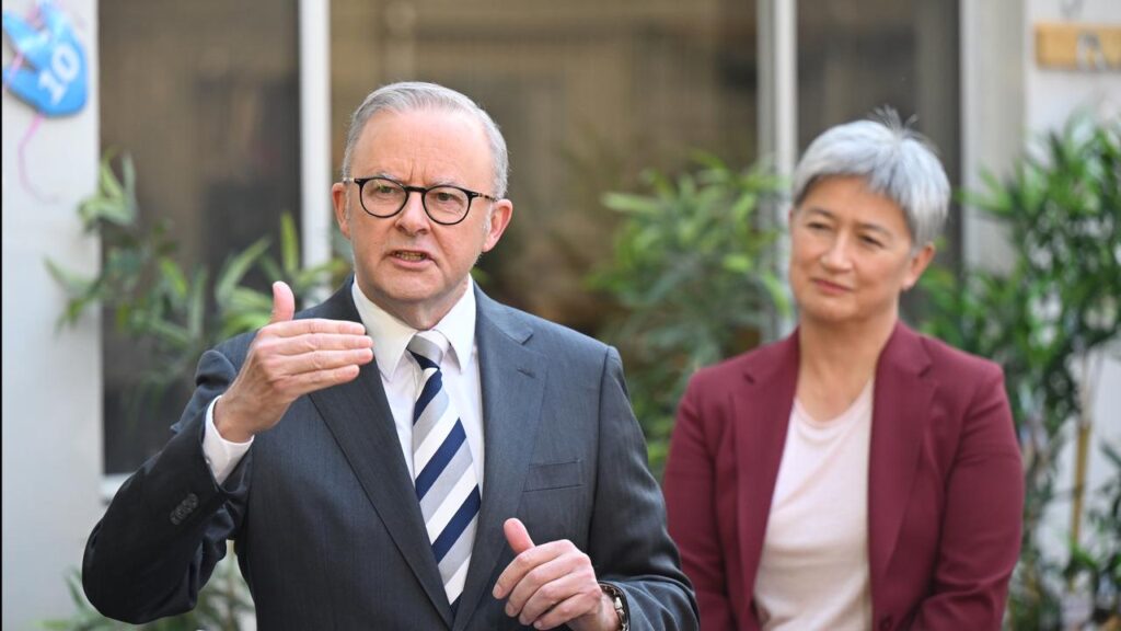 Anthony Albanese and Foreign Minister Penny Wong have had to tread delicately on US tariffs.
