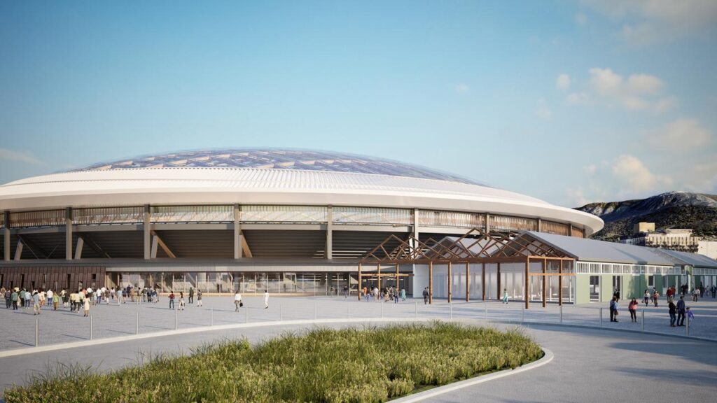 The Hobart waterfront stadium development plan is described as “overbearing” in a planning report.